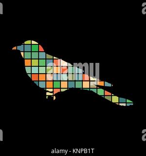 Cuckoo bird mosaic color silhouette animal background black Stock Vector