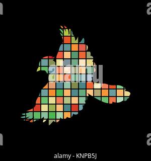 Jay bird mosaic color silhouette animal background black Stock Vector