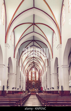 HANOI, VIETNAM - MARCH 08, 2017. Interior St Joseph's Cathedral in Ha noi, Vietnam. Stock Photo