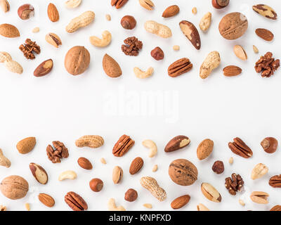 Pattern of nuts, isolated on whie Stock Photo