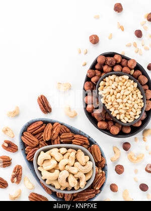 cashew, pecan, pine nuts, hazelnut isolated Stock Photo