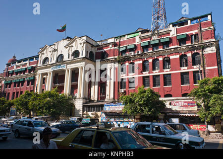 The former Government Telegraph Office, now known as Myanma Post and Telecommunications, and Maha Bandula Road, Yangon, Myanmar Stock Photo