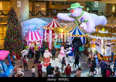 Gaudy Christmas display at a shopping mall, Elements Mall, in Hong Kong Stock Photo