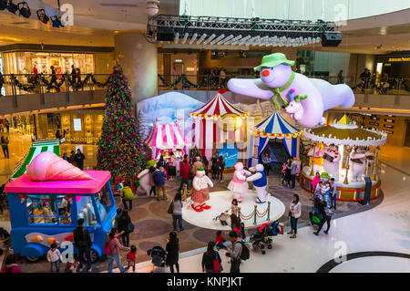 Gaudy Christmas display at a shopping mall, Elements Mall, in Hong Kong Stock Photo