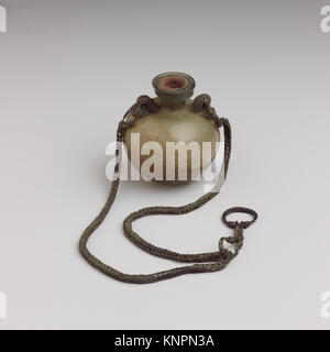 Glass aryballus (oil bottle) with bronze suspension chain MET DP107018 249437 Stock Photo