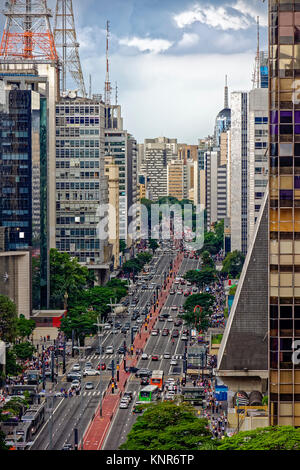 Cityscape of Paulista avenue in Sao Paulo city Stock Photo