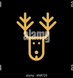 Christmas deer simple flat icon vector illustration. Stock Vector