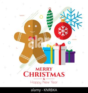 Christmas icons, ornaments and decoration, flat design. Stock Vector