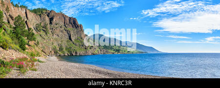 Panorama of Baikal shore on July sunny day. National Park. Irkutsk region. Russia Stock Photo