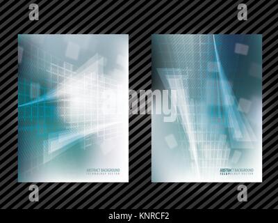 Blue abstract background in vector with grid desing, perspective rectangles in motion, blurred squares. Corporate identity template for business with  Stock Vector