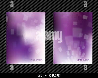 Purple abstract background in vector with blurred squares in motion and white lights. Corporate identity template for business with concept of technol Stock Vector