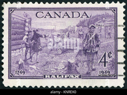 CANADA - CIRCA 1949: a stamp printed in the Canada shows soldiers at Halifax, circa 1949