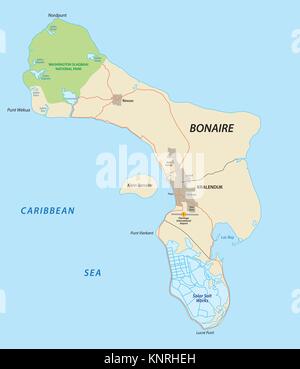 bonaire road vector map Stock Vector