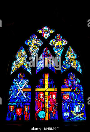 Colourful arched stained glass window in the Chapel at the 19th century  romanticist hilltop Castle of Pena Palace (Palácio da Pena), Sintra,  Portugal Stock Photo - Alamy