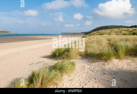 Sand Dunes at Daymer Bay on the Camel Estuary, Cornwall, England. Stock Photo