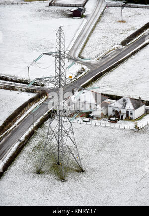 aerial view of electricity pylons Stock Photo