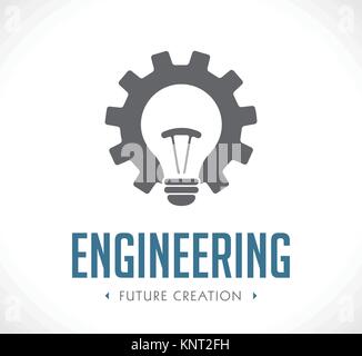 Power of creation logo - working gears and light bulb concep t– stock illustration Stock Vector