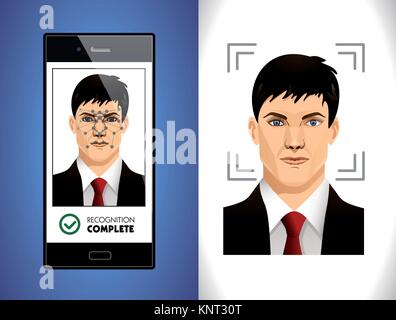 Face recognition system - Computer software concept – stock illustration Stock Vector