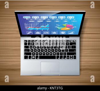 Laptop concept - top view – stock illustration Stock Vector