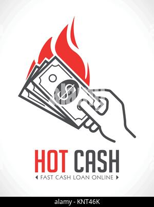 Hot cash concept - quick loan concept – stock illustration Stock Vector