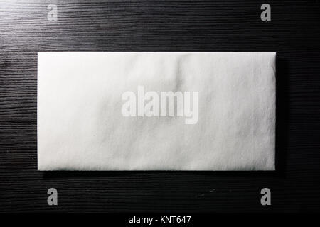 Blank Letter Envelope Template White Paper Texture Background Desk Stock Photo