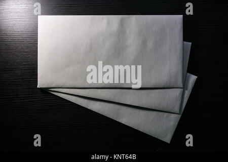 Blank Letter Envelope Template White Paper Texture Background Desk Stock Photo