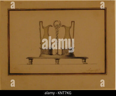 Design drawing for a cruet frame, showing structure, compartments, and ...