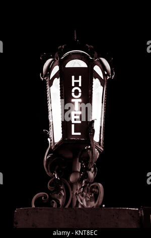 Hotel Lamp Word Black White Inn Resort Motel Metal Frame Light Night Entrance Text Decoration Exterior