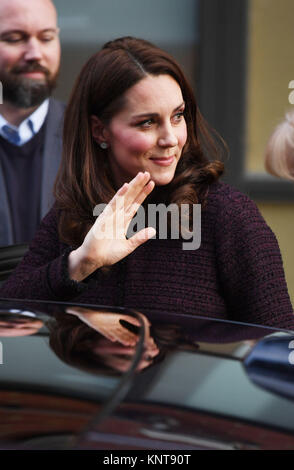 The Duchess of Cambridge departing the Rugby Portobello Trust community centre in North Kensington, London, where she joined children and families to celebrate the work of the trust. Stock Photo