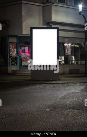 Street Lightbox White Blank Corner Clipping Path Advertisement Space Night City Streets Stock Photo
