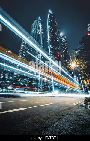 Long exposure of the traffic in Singapore Stock Photo