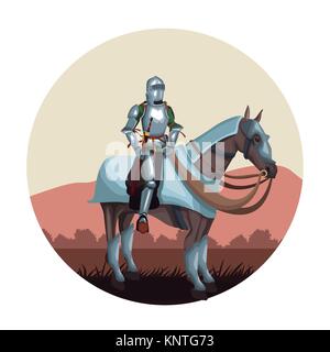 Medieval warrior with horse round icon Stock Vector Image & Art - Alamy