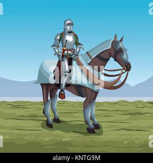 Medieval warrior with horse on battlefield Stock Vector Image & Art - Alamy