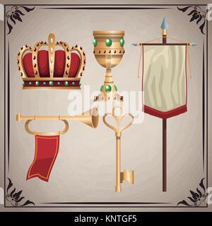 Medieval icons set Stock Vector