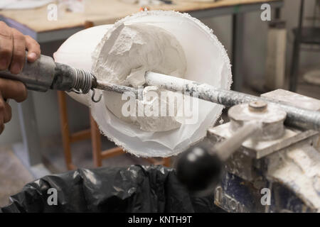 Nogales, Sonora, Mexico - A prosthetic leg is manufactured at ARSOBO, a nonprofit workshop, hires workers with disabilities to make wheelchairs, prost Stock Photo