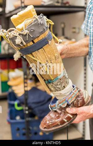Nogales, Sonora, Mexico - ARSOBO, a nonprofit workshop, hires workers with disabilities to make wheelchairs, prosthetics, and hearing aids for low-inc Stock Photo