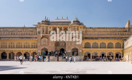 Ganesh Pol Gate and courtyard, Amber Fort, Amer, Jaipur, Rajasthan, India Stock Photo