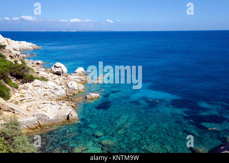 Idyllic rocky coast with granite boulders at Capo Testa, Santa Teresa di Gallura, Sardinia, Italy, Mediterranean sea, Europe Stock Photo