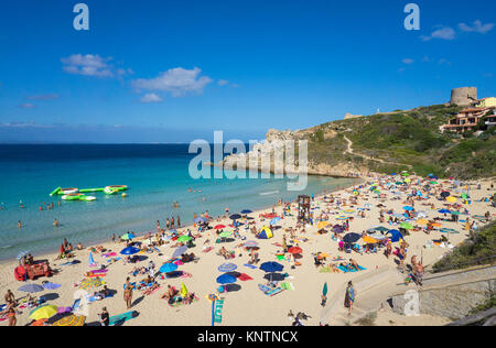 Beachlife at Rena Bianca beach, Santa Teresa di Gallura, Sardinia, Italy, Mediterranean sea, Europe Stock Photo