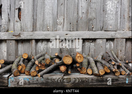 Wodden pattern of classic wood plank wall texture background. Retro decoration material for classical building. Stock Photo