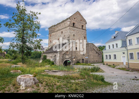 Wind gate and Stephen Bathory Tower on the Old Town of Kamianets-Podilskyi city in Khmelnytskyi Oblast of western Ukraine Stock Photo
