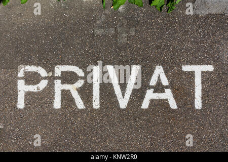 Privat German Private Sign Asphalt Parking Painted Warning Traffic Stock Photo