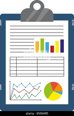 Business report icon, flat style. Financial graphs. Isolated on white background. Vector illustration. Stock Vector
