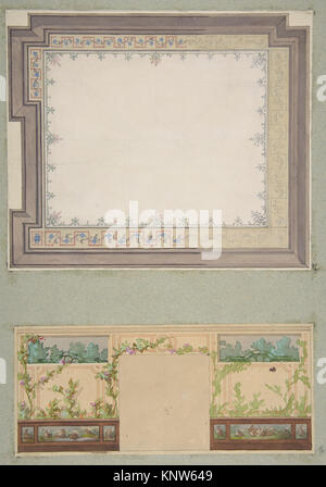 Designs for the ceiling and wall of a room decorated with waterbirds and flowering vines MET DP811306 384949 Stock Photo