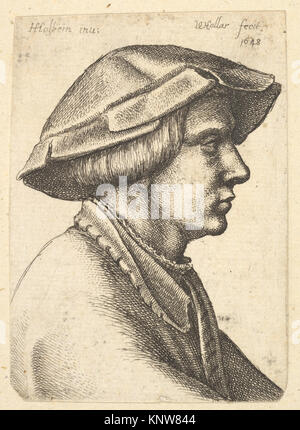 This illustration shows a young man in profile wearing a hat, detailing facial features and head posture. Part of historical portrait studies. Stock Photo