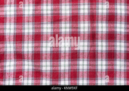 wrinkled fabric in a cage with red blue, background Stock Photo