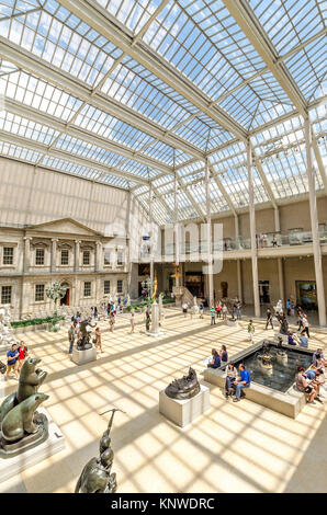 NEW YORK CITY - JUL 17: In the Metropolitan Museum of Art's on July 17, 2014 in New York. The Charles Engelhard Court in the American Wing. Stock Photo