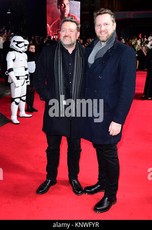 Guy Garvey (left) and Marcus Garvey (right) attending the european premiere of Star Wars: The Last Jedi held at The Royal Albert Hall, London. PRESS ASSOCIATION Photo. Picture date: Tuesday December 12, 2017. See PA story SHOWBIZ StarWars. Photo credit should read: Ian West/PA Wire Stock Photo