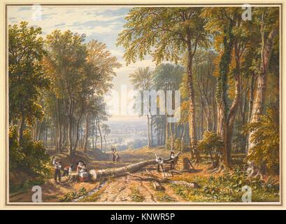 Woodcutters at Park Place, Henley, the River Thames Beyond. Artist: William Havell (British, Reading 1782-1857 London); Date: ca. 1826; Medium:
