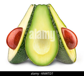Group of three avocado halves slices Stock Photo